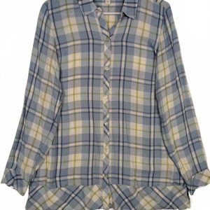 J.Jill Plaid Check Button Front Woven Long Sleeve Casual Shirt Womens Medium