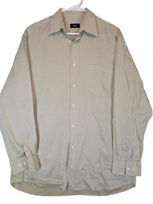 Hugo Boss Button Up Dress Shirt Textured Long Sleeve Mens Large