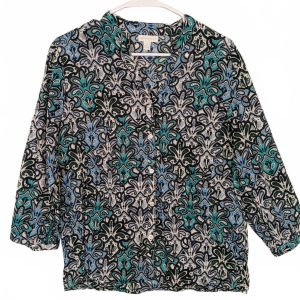 Charter Club Paisley Print Button Front Blouse Womens Size 12 Casual 3/4 Sleeve