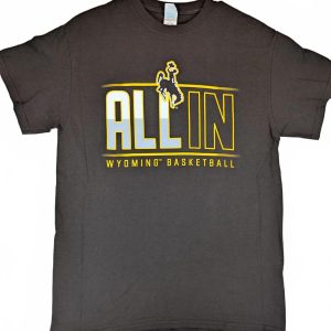 University Of Wyoming All In Basketball Graphic Tee Shirt Mens Medium