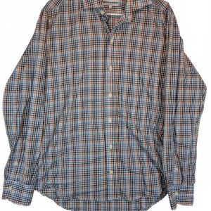 Ledbury Slim Fit Plaid Check Button Down Dress Shirt Mens Medium