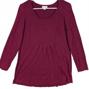 J.Jill Pleated Scoop Neck Long Sleeve Knit Top Womens Medium