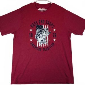 Bass Pro Shops American Tradition Fish Graphic T-Shirt Mens XL Red Patriotic