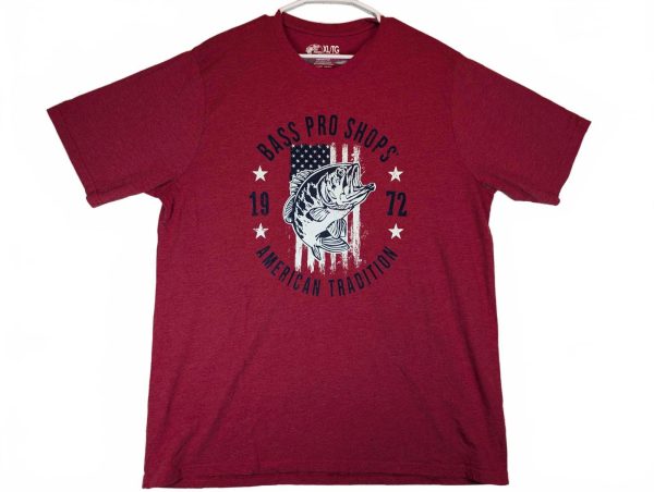 Bass Pro Shops American Tradition Fish Graphic T-Shirt Mens XL Red Patriotic