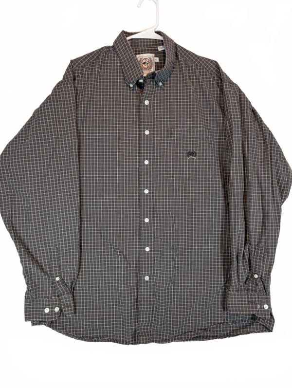 Cinch Button Down Checkered Western Shirt Long Sleeve Mens XL