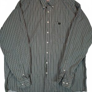 Cinch Button Down Striped Western Shirt Green Long Sleeve Mens XL