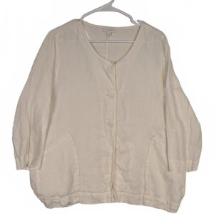 J.Jill PureJill Linen Button Front Jacket Womens Large Casual Layering Cardigan