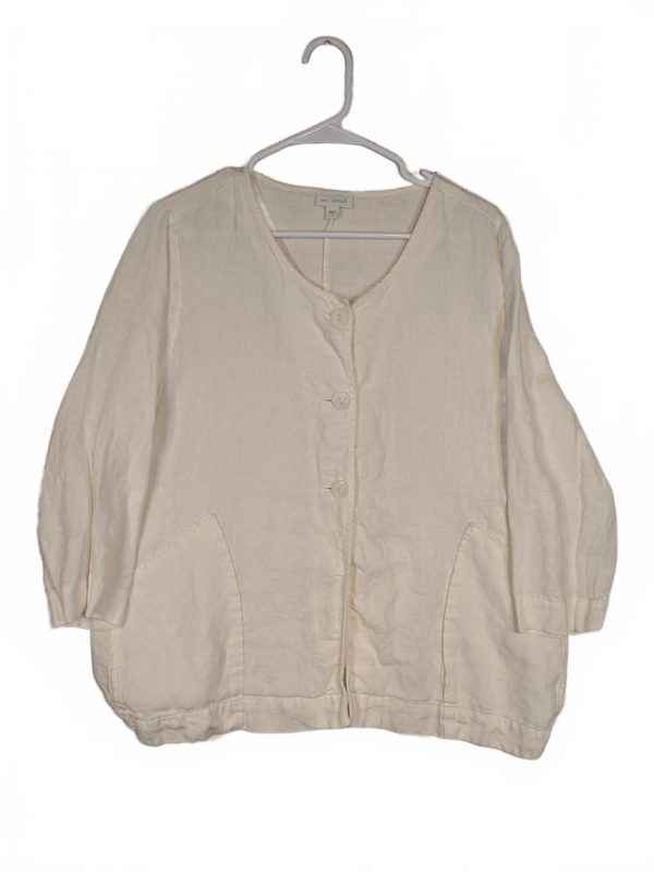 J.Jill PureJill Linen Button Front Jacket Womens Large Casual Layering Cardigan