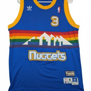 Adidas Denver Nuggets Iverson Basketball Jersey Blue Rainbow Mens Medium