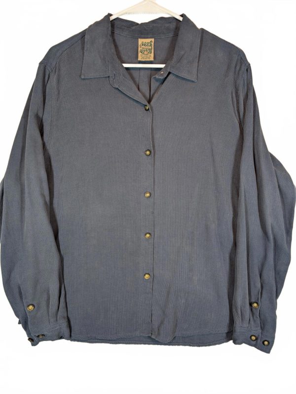Royal Robbins Textured Button Front Shirt Mens XL Blue Long Sleeve