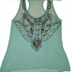 Arden B Beaded Sheer Chiffon Racerback Tank Top Embellished Womens Medium
