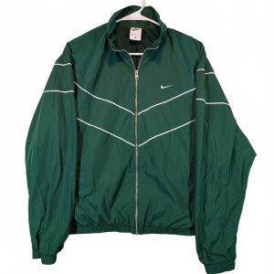 Nike Windrunner Green White Full Zip Woven Track Jacket Lightweight Mens Large
