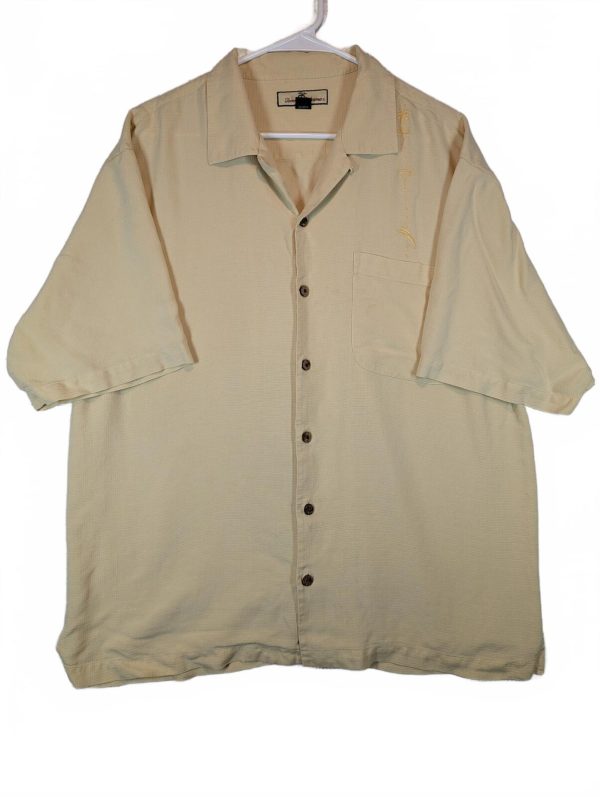 Tommy Bahama Silk Camp Shirt Embroidered Island Aloha Short Sleeve Mens Large