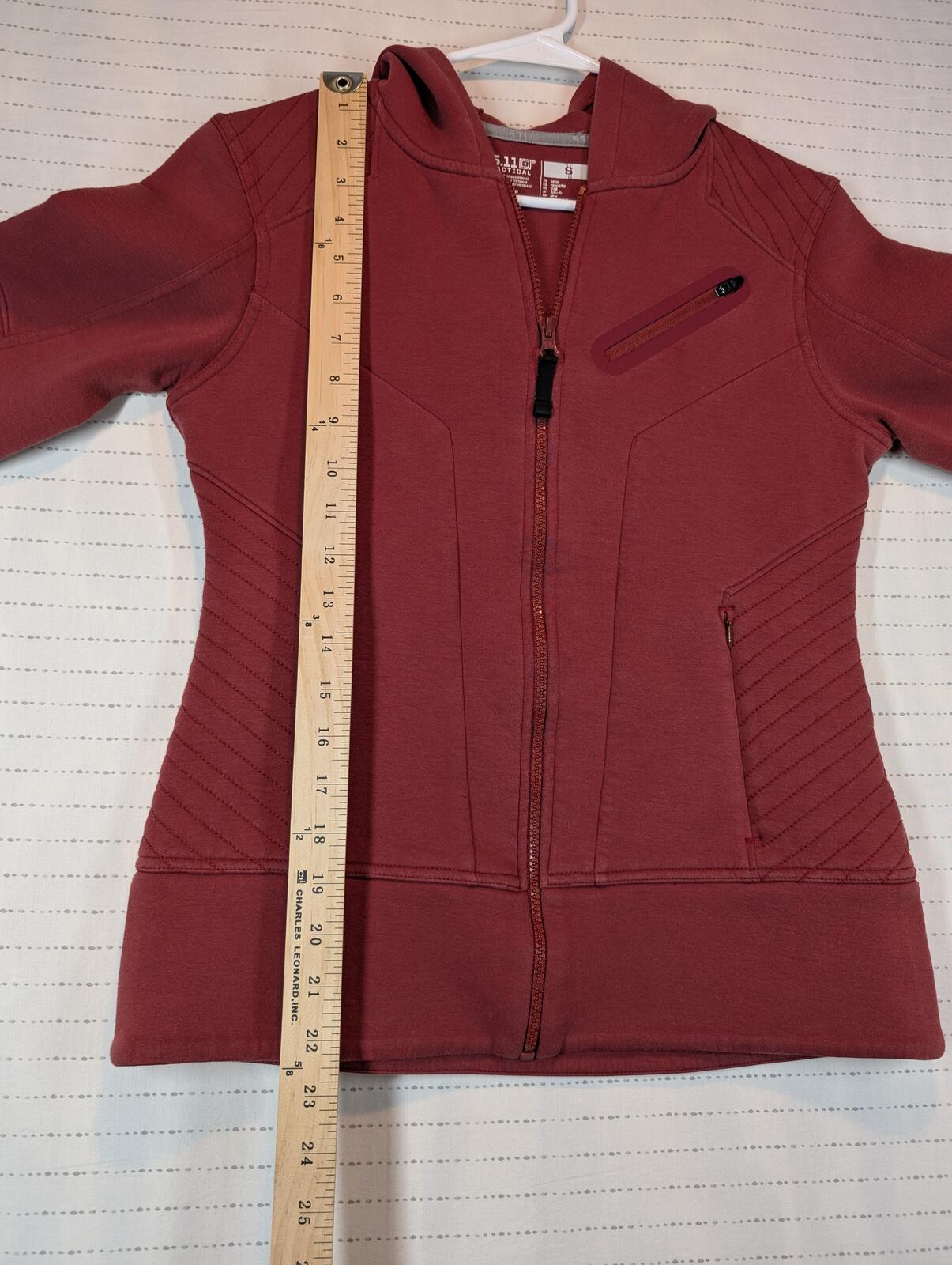 5.11 Tactical Burgundy Full Zip Moto Panel Hoodie Jacket Top Womens Size Small - Image 6
