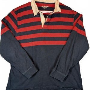Line Of Trade Rugby Striped Collared Long Sleeve Cotton Polo Shirt Mens XXL