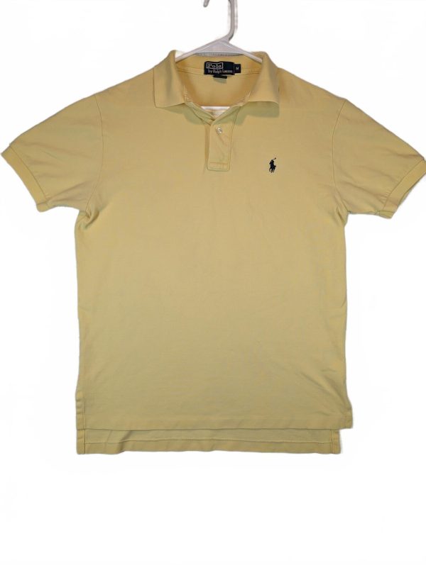Polo Ralph Lauren Mesh Polo Shirt Pony Logo Yellow Short Sleeve Mens Medium