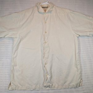 Tommy Bahama Silk Cotton Embroidered Floral Camp Shirt Button Front Mens Large