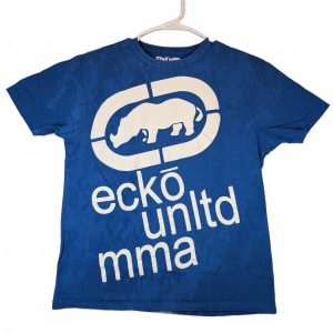 Ecko Unltd MMA Big Logo Graphic Streetwear Casual Crewneck Tee Mens Large Blue
