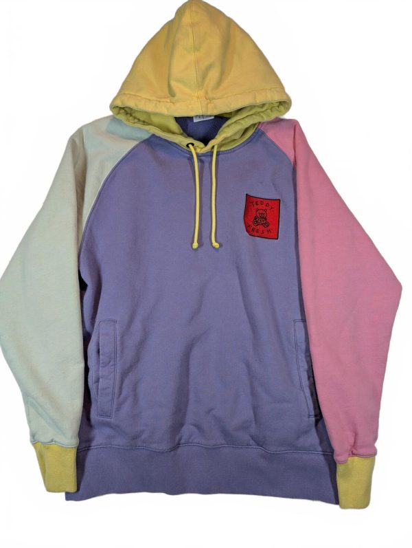 Teddy Fresh Colorblock Pullover Hoodie Pastel Logo Streetwear Mens Large