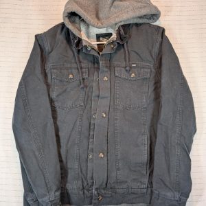 Vans AV Hooded Hybrid Trucker Jacket Fleece Lined Denim Mens Medium Black