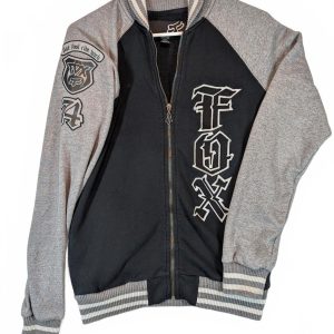 Fox Racing Varsity Bomber Full Zip Fleece Moto Spellout Jacket Womens Medium Y2K
