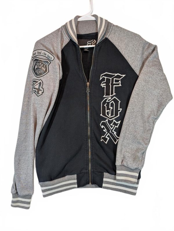 Fox Racing Varsity Bomber Full Zip Fleece Moto Spellout Jacket Womens Medium Y2K