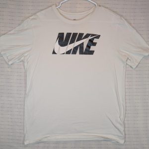 Nike Logo Graphic Athletic T-Shirt Mens Large White Short Sleeve Tee