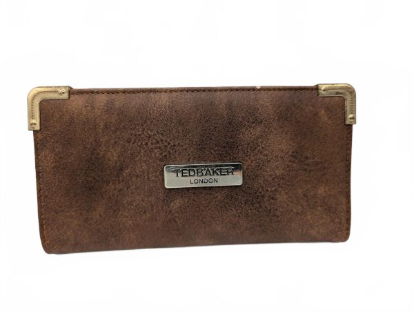 Ted Baker London Long Wallet Organizer Clutch Snap Zip Womens Brown