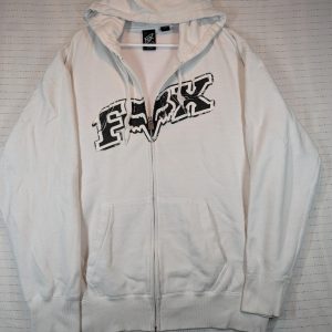 Fox Racing Full Zip Hoodie Graphic Spellout Logo Fleece Sweatshirt Mens XXL