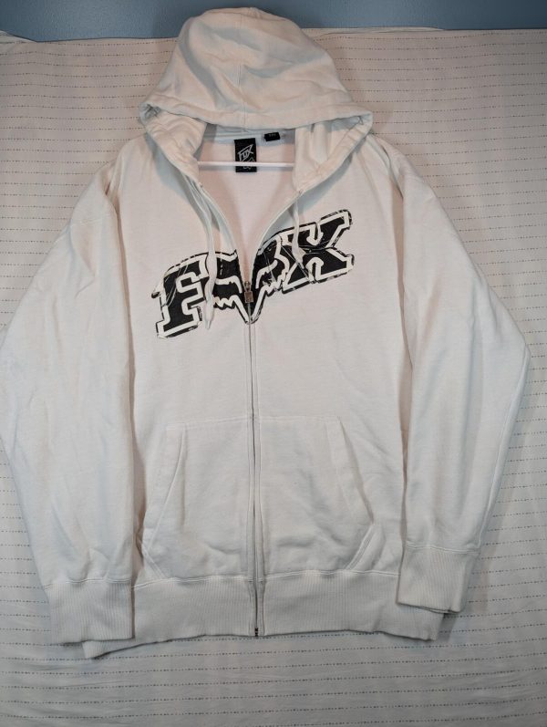 Fox Racing Full Zip Hoodie Graphic Spellout Logo Fleece Sweatshirt Mens XXL