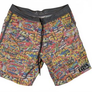 RVCA Nature Joe Grillo Graphic Print Board Shorts Surf Swim Art Men Size 33 35x8