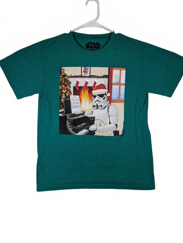 Star Wars Stormtrooper Christmas Holiday Graphic T-Shirt Youth XL Green Tee Top