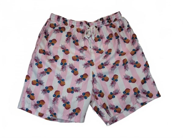 Pineapple Stripe Swim Trunks Beach Board Shorts Mens Medium