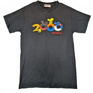 Disneyland 2000 Graphic Character Y2K Crewneck Tee Gray Mens Small Made In USA