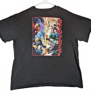 My Hero Academia Anime Manga Battle Graphic Tee Mens Large Black