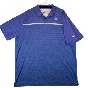 Nike Golf Tour Performance Striped Gradient Dri-FIT Polo Mens XL Purple Blue