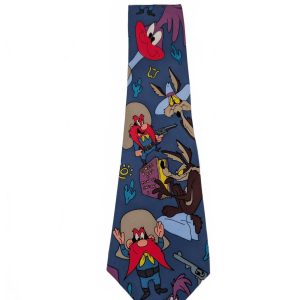 Looney Tunes Balancine Yosemite Sam Wile E Coyote Novelty Tie Mens Classic Blue