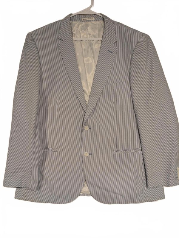 Giovanni Bresciani Seersucker Stripe Blazer Sport Coat Mens Large Slim Fit