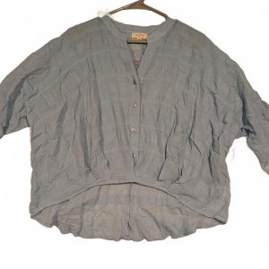 Chocolate USA Textured Button Front Blouse Crinkle Oversized Womens Medium