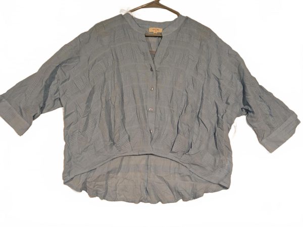Chocolate USA Textured Button Front Blouse Crinkle Oversized Womens Medium