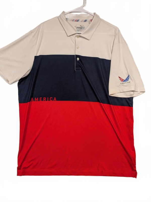Puma America Colorblock Polo Shirt Short Sleeve Golf Casual Mens XL
