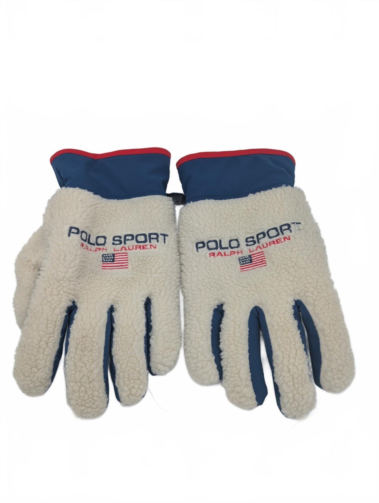 Polo Sport Ralph Lauren Sherpa Fleece Winter Ski Gloves Unisex Large Blue Red