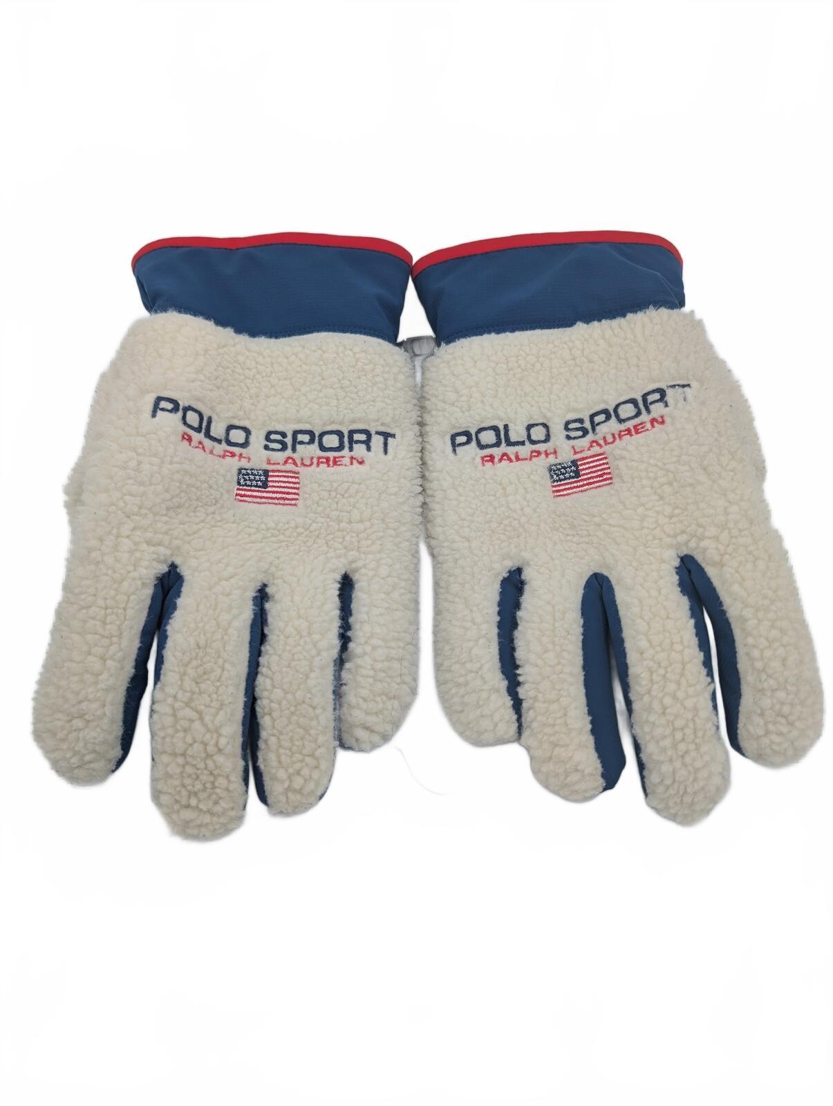 Polo Sport Ralph Lauren Sherpa Fleece Winter Ski Gloves Unisex Large Blue Red - Image 2