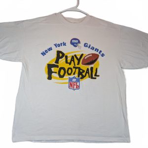 Logo Athletic New York Giants Play Football Graphic T-Shirt Mens XL White