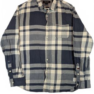 Adam Levine Plaid Button Up Flannel Pocket Shirt Mens XL Long Sleeve Blue White