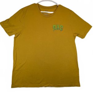 Rad Graphic Eyeball Skateboard Logo Mustard Short Sleeve T Shirt Mens XL