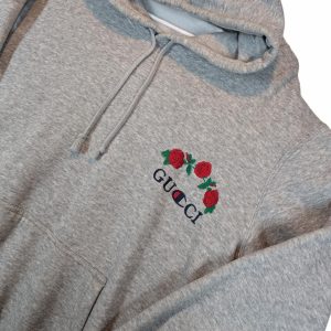Champion Reverse Weave Custom Rose Embroidered Hoodie Mens XLarge Gray Pullover