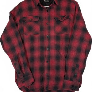Burnside Plaid Flannel Button Up Shirt Red Black Pocket Casual Mens M