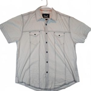 Drill NYC Short Sleeve Button Up Shirt Contrast Stitch Casual Mens Large
