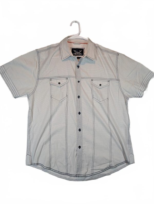 Drill NYC Short Sleeve Button Up Shirt Contrast Stitch Casual Mens Large
